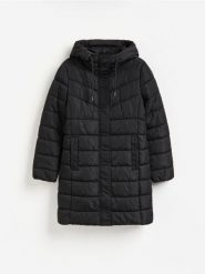 Pikowana kurtka - czarny. Czarne kurtki Reserved, l, bez wzorów, z tkaniny, bez kaptura. Za 159.99 zł.