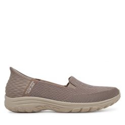Półbuty Skechers. Szare półbuty wsuwane Skechers, bez wzorów, bez obcasa, na płaskiej podeszwie. Za 269.99 zł.