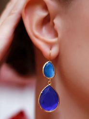 Pierres delicates Pozłacane kolczyki z kocim okiem rozmiar: onesize. Niebieskie kolczyki Pierres delicates, pozłacane. Za 52.99 zł.