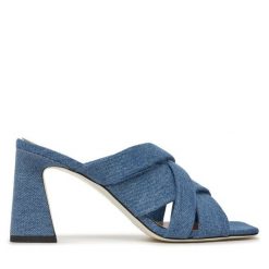 Klapki Pollini. Niebieskie klapki Pollini, bez wzorów, bez obcasa, bez zapięcia. Za 1,669.00 zł.