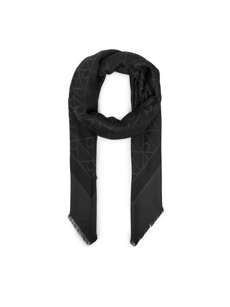 Calvin Klein Szal Emblem Aop Tonal LV04D8063G Czarny. Czarne szaliki i kominy Calvin Klein, bez wzorów, z wiskozy. Za 259.99 zł.