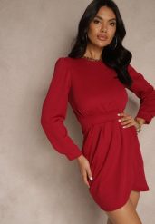 Różowa Sukienka Ozdobiona Bufiastymi Rękawami i Marszczeniem Vedelli. Czerwone sukienki Renee, na co dzień, l, bez wzorów, eleganckie, bez kołnierzyka, bez ramiączek, mini, kopertowe. W wyprzedaży za 91.99 zł.