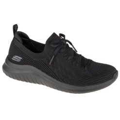 Buty do chodzenia damskie, Skechers Ultra Flex 2.0 Flash Illusion. Czarne buty treningowe Skechers, bez wzorów, z materiału, przed kostkę, bez zapięcia, trekkingowe. Za 179.99 zł.