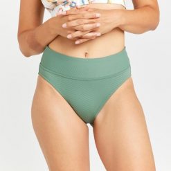 Dół kostiumu kąpielowego surfingowego damski Olaian Nora. Zielone bikini OLAIAN, bez wzorów, eleganckie. Za 69.99 zł.