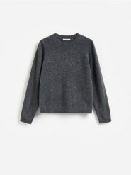 Wełniany sweter - ciemnoszary. Szare swetry Reserved, l, bez wzorów, z wełny, bez ramiączek. Za 199.99 zł.
