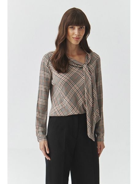 TATUUM Bluzka w kolorze czarno-czerwono-kremowym rozmiar: 44. Brązowe bluzki Tatuum, bez wzorów, z wiskozy, bez kołnierzyka, bez ramiączek. Za 104.64 zł.