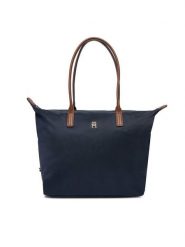 Tommy Hilfiger Torebka Popette Tote AW0AW17711 Granatowy. Niebieskie torebki klasyczne Tommy Hilfiger, bez wzorów, z materiału, bez dodatków. Za 339.99 zł.