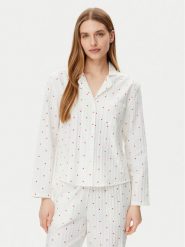 Hunkemöller Koszulka piżamowa Jacquard Hearts 301436 Biały Relaxed Fit. Białe koszule nocne Hunkemöller, m, bez wzorów, z bawełny, bez ramiączek. Za 119.99 zł.