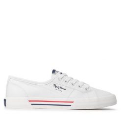 Tenisówki Pepe Jeans. Białe trampki Pepe Jeans, bez wzorów, z jeansu, bez zapięcia. Za 179.99 zł.