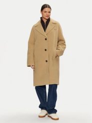 Tommy Jeans Płaszcz wełniany DW0DW20166 Beżowy Regular Fit. Brązowe płaszcze Tommy Jeans, na zimę, l, bez wzorów, z jeansu, bez kaptura. Za 1,299.00 zł.