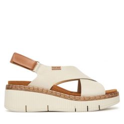 Sandały Pikolinos. Białe sandały Pikolinos, bez wzorów, bez obcasa, na koturnie, bez zapięcia. Za 599.99 zł.