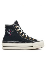 Converse Trampki Chuck Taylor All Star Lift Crafted Stitching Platform Hi A08731C Czarny. Czarne trampki Converse, bez wzorów, z materiału, retro, bez zapięcia. Za 289.99 zł.