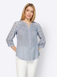 Heine Bluzka w kolorze błękitnym rozmiar: 44. Niebieskie bluzki Heine, bez wzorów, z bawełny, bez kołnierzyka, bez ramiączek. Za 104.89 zł.