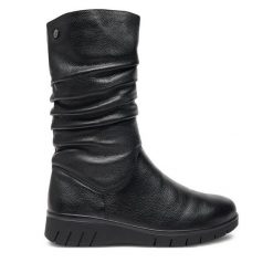 Botki Caprice. Czarne botki Caprice, bez wzorów, bez obcasa, na płaskiej podeszwie, bez zapięcia. Za 299.99 zł.