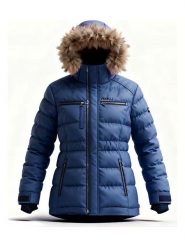 Peek U Parka zimowa w kolorze granatowym rozmiar: 152. Niebieskie płaszcze Peek U, na zimę, m, bez wzorów, bez kaptura. Za 260.99 zł.