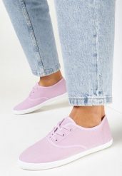 Fioletowe Tenisówki z Krótkim Sznurowaniem Madilinne. Fioletowe trampki Born2be, bez wzorów, bez zapięcia. Za 44.99 zł.