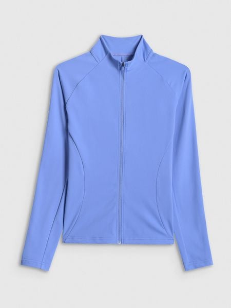 4F Bluza treningowa slim bez kaptura damska - niebieska S. Niebieskie bluzy bez kaptura 4f, s, bez wzorów, bez kaptura. Za 179.99 zł.