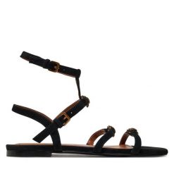 Sandały Kurt Geiger. Czarne sandały Kurt Geiger, bez wzorów, bez obcasa, na płaskiej podeszwie, bez zapięcia. Za 859.99 zł.