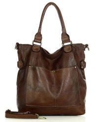 Shopperka skórzana MARCO MAZZINI czekoladowa v7t. Brązowe shopper bag bez wzorów, ze skóry, bez dodatków. Za 599.00 zł.