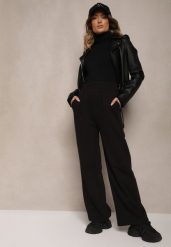 Czarne Spodnie Dresowe High Waist z Bawełny z Szerokimi Nogawkami i Polarową Wyściółką Senilora. Czarne jeansy Renee, l, bez wzorów, z bawełny, eleganckie, z podwyższonym stanem. W wyprzedaży za 63.99 zł.