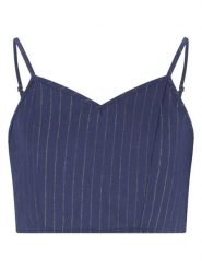 Like Flo Top w kolorze granatowym rozmiar: 140. Niebieskie topy Like Flo, bez wzorów, z materiału, bez kołnierzyka, bez ramiączek. Za 60.99 zł.