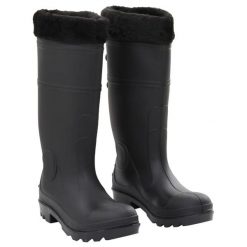 Kalosze VidaXL z PVC z wyjmowanymi wkładkami rozmiar 38. Czarne kalosze vidaXL, bez wzorów, z materiału, przed kolano, bez zapięcia. Za 135.65 zł.