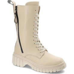 Beżowe Glany Artiker Skórzane Buty Damskie. Brązowe botki Artiker, bez wzorów, ze skóry, eleganckie, bez obcasa, na płaskiej podeszwie, bez zapięcia. Za 399.00 zł.