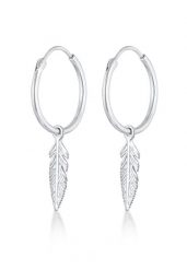 Elli Ladies Creole Feather Boho Spirit Festival Trend w 925 Sterling Silver Plated Kolczyki koła 1 ct Damski. Szare kolczyki Elli, pozłacane. Za 248.99 zł.