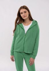 Luźna bluza z kapturem B-TIFFI. Zielone bluzy Volcano, m, bez wzorów, z bawełny, bez ramiączek, z kapturem. Za 179.99 zł.