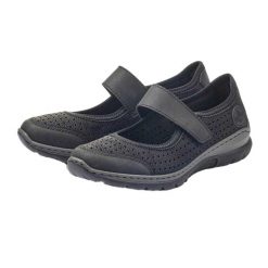 Buty Damskie Z Wycięciami. Czarne buty trekkingowe Rieker, bez zapięcia. Za 534.99 zł.