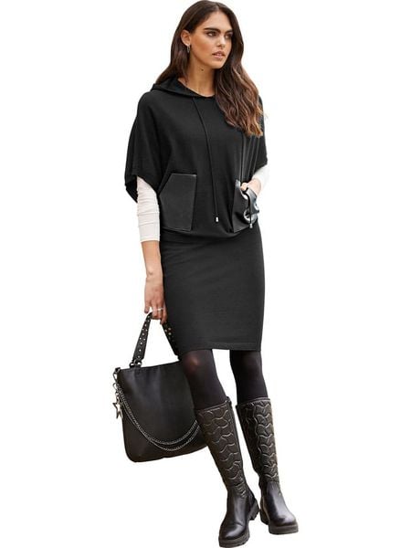Heine Bluza w kolorze czarnym rozmiar: 44. Czarne bluzy Heine, bez wzorów, ze skóry, bez ramiączek, z kapturem. Za 78.66 zł.