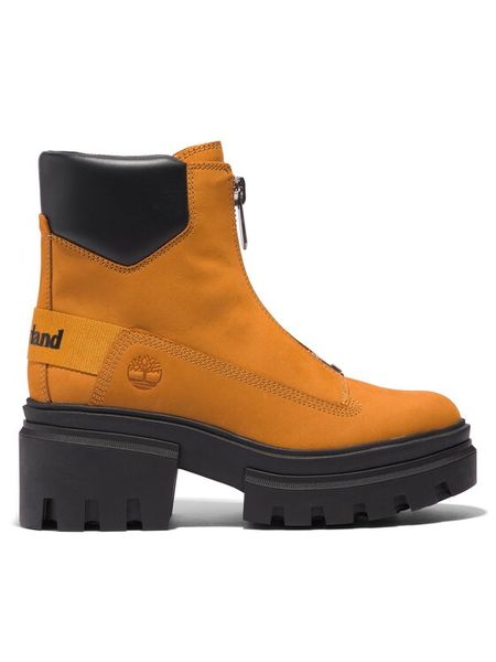 Timberland Botki Everleigh Boot Front Zip TB0A5YHM2311 Brązowy. Brązowe botki Timberland, bez wzorów, z nubiku, bez obcasa, na słupku, bez zapięcia. Za 999.99 zł.