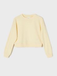 Krótka bluza crewneck - żółty. Żółte bluzy bez kaptura Sinsay, l, bez wzorów, bez kaptura. W wyprzedaży za 17.99 zł.