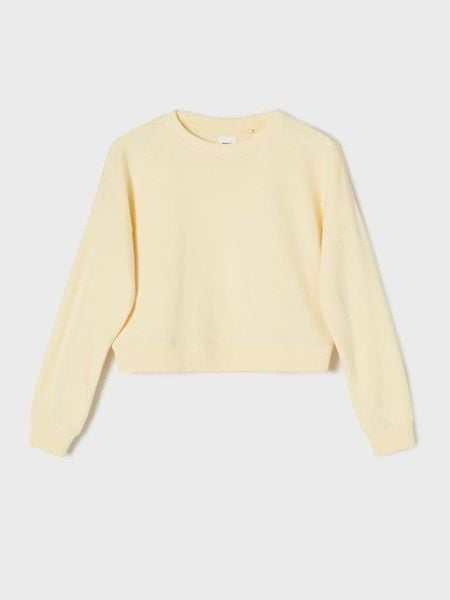 Krótka bluza crewneck - żółty. Żółte bluzy bez kaptura Sinsay, l, bez wzorów, bez kaptura. W wyprzedaży za 17.99 zł.