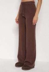 Brązowe Spodnie Szerokie Spodnie z Wysokim Stanem z Domieszką Kaszmiru Nefrina. Brązowe jeansy Born2be, na zimę, uniwersalny, bez wzorów, z dzianiny, klasyczne, z podwyższonym stanem. Za 139.99 zł.