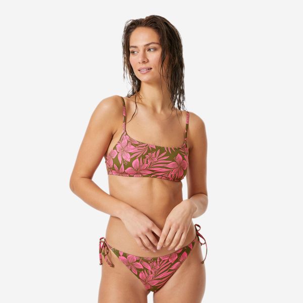 Góra kostiumu kąpielowego damska Roxy. Czerwone bikini Roxy, bez wzorów, z materiału, sportowe. Za 129.99 zł.