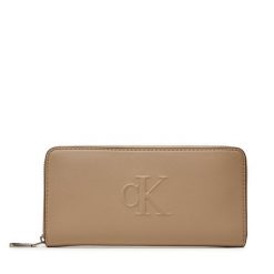 Duży Portfel Damski Calvin Klein Jeans. Brązowe portfele Calvin Klein Jeans, bez wzorów, z jeansu. Za 189.99 zł.