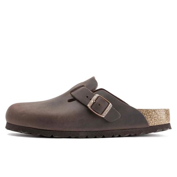 Klapki Birkenstock Boston Leoi Dorosłych. Brązowe klapki Birkenstock, bez wzorów, bez obcasa, bez zapięcia. Za 549.00 zł.
