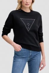 GUESS Czarna bluza damska z cyrkoniami Triangle Lace, Rozmiar S. Czarne bluzy bez kaptura Guess, s, z aplikacjami, z dresówki, bez kaptura. W wyprzedaży za 189.99 zł.