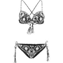 Bikini "push up" (2 części) bonprix czarno-biały z nadrukiem. Bikini marki bonprix. Za 44.99 zł.