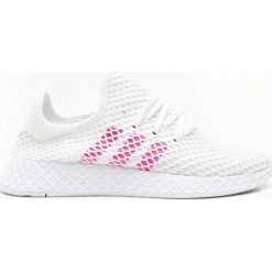 Sneakersy białe Adidas Deerupt Runner J EE6608 - biały / różowy. Białe buty sportowe lifestyle adidas, bez wzorów, sportowe, bez zapięcia. Za 279.99 zł.