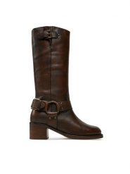 Bronx Kozaki High boots 14291-A Brązowy. Brązowe kozaki Bronx, bez wzorów, ze skóry, bez obcasa, na słupku, bez zapięcia. Za 1,029.00 zł.