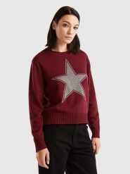 Benetton Sweter w kolorze bordowo-szarym rozmiar: L. Czerwone swetry Benetton, l, bez wzorów, z kaszmiru, bez ramiączek. Za 114.17 zł.