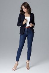 Granatowa Elegancka Taliowana Marynarka bez Zapięcia. Brązowe marynarki i żakiety Katrus, m, bez wzorów, z materiału, eleganckie, bez ramiączek. Za 269.00 zł.