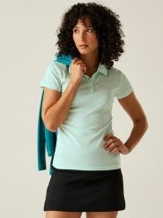 Regatta Funkcyjna koszulka polo "Maverick V" w kolorze zielonym rozmiar: 34. Zielone t-shirty sportowe Regatta, bez wzorów, z materiału, bez ramiączek, outdoorowe. Za 53.45 zł.