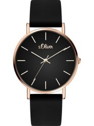 S. Oliver Zegarek kwarcowy w kolorze różowozłoto-czarnym rozmiar: onesize. Czarne, analogowe zegarki S.Oliver, metalowe. Za 121.99 zł.