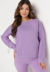 Jasnofioletowa Bluza z Ozdobnym Łańcuszkiem Letonia. Fioletowe bluzy Born2be, z aplikacjami, z bawełny, bez kaptura. W wyprzedaży za 84.99 zł.