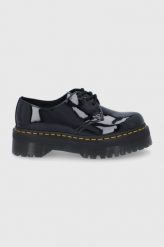 Dr. Martens Półbuty skórzane 1461 Quad kolor czarny. Czarne półbuty wsuwane Dr Martens, bez wzorów, z okrągłym noskiem, bez obcasa. W wyprzedaży za 628.99 zł.