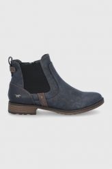 Mustang Sztyblety Damen damskie kolor granatowy na płaskim obcasie lekko ocieplone. Niebieskie botki Mustang, bez wzorów, bez obcasa, na płaskiej podeszwie, bez zapięcia. Za 329.99 zł.