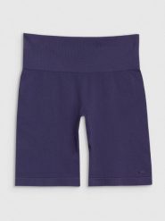 4F Legginsy kolarki bezszwowe treningowe damskie - granatowe XS/S. Niebieskie legginsy 4f, bez wzorów, z dzianiny, klasyczne, krótkie. W wyprzedaży za 59.99 zł.